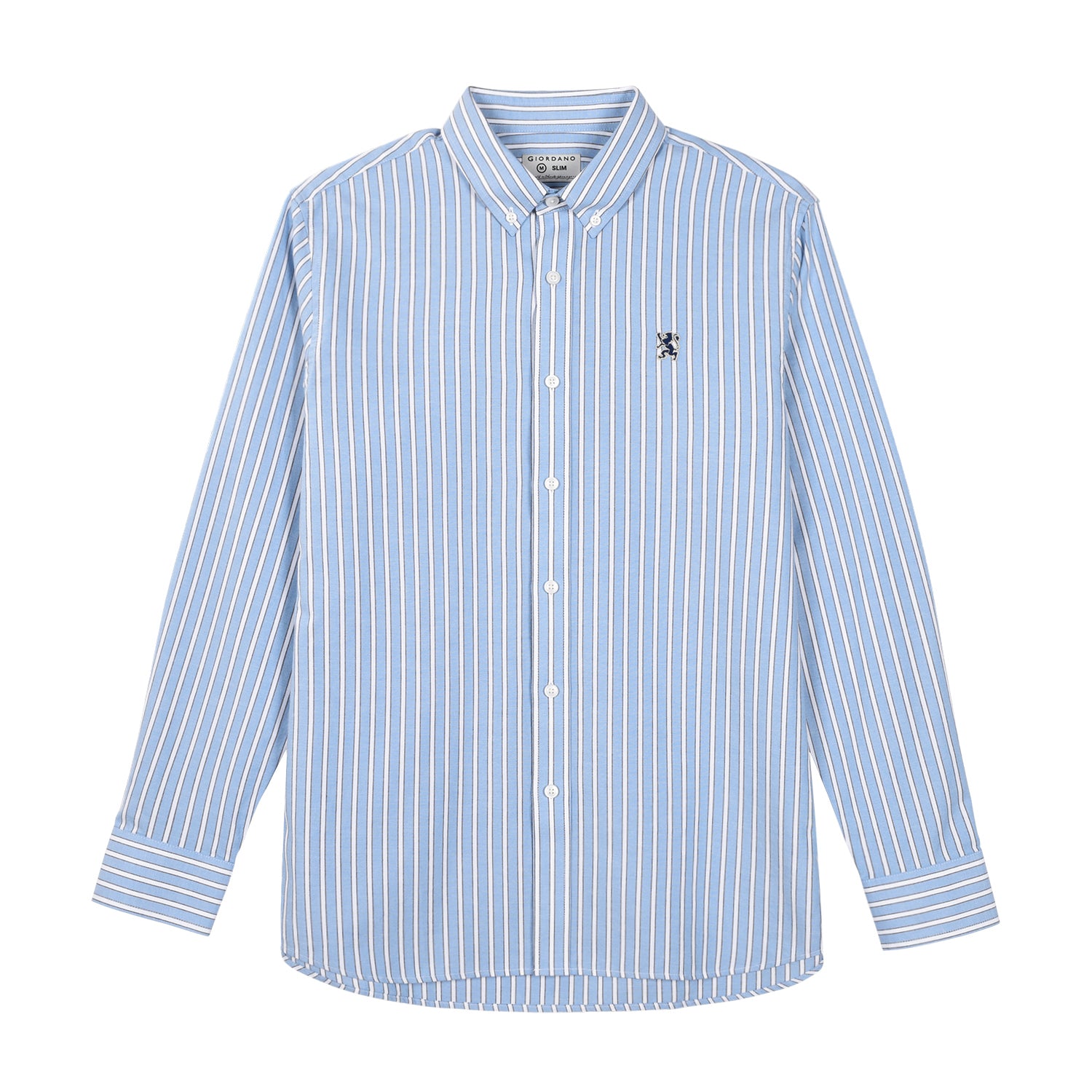 Giordano Men's Cotton Oxford Full Opening Long Sleeve Slim Fit Shirt-Multicolor