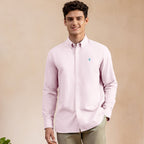 Giordano Men's Shirt With Small Lion Embroidery-Pink