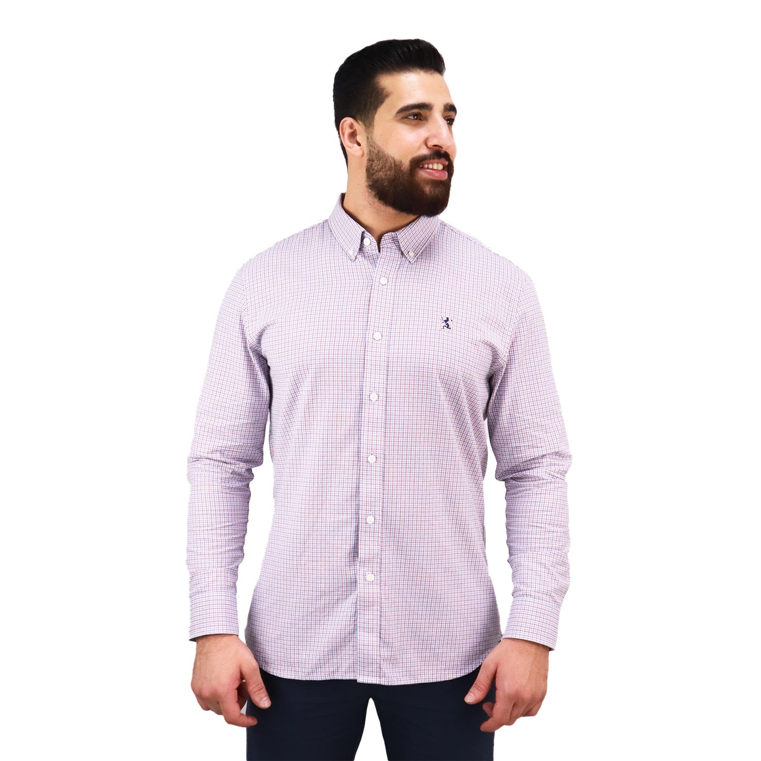 Men's Shirt With Small Lion Embroidery