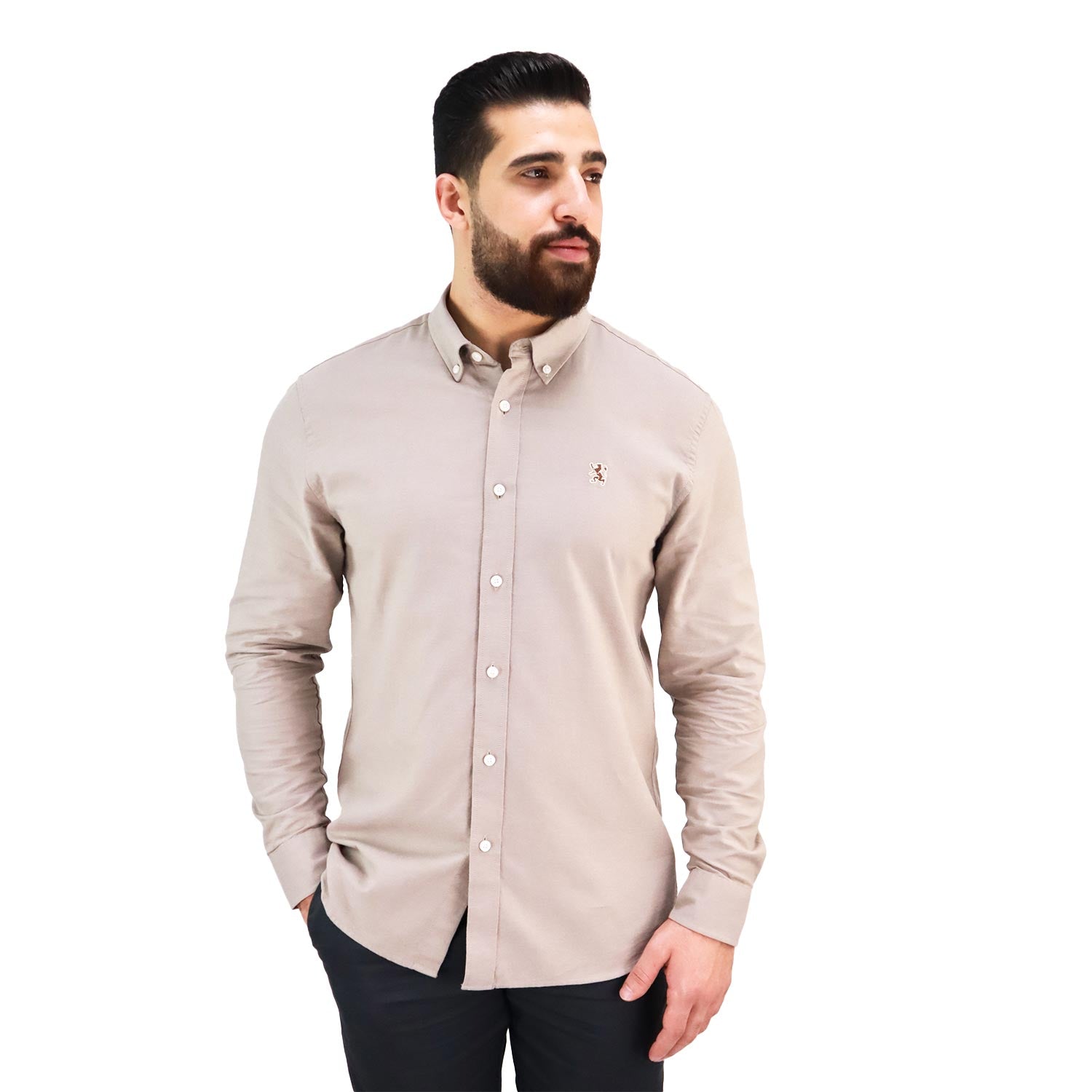 Men's Shirt With Small Lion Embroidery