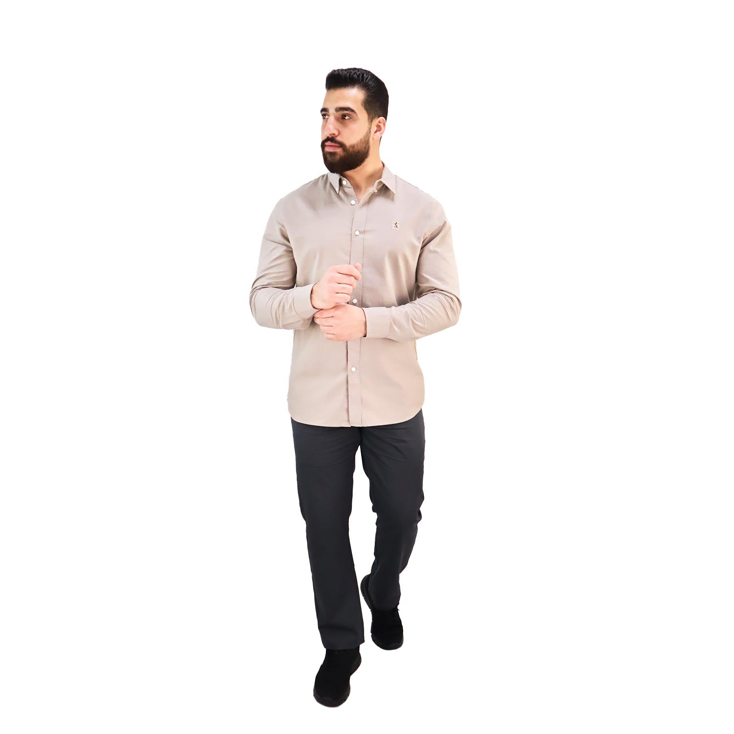 Men's Shirt With Small Lion Embroidery