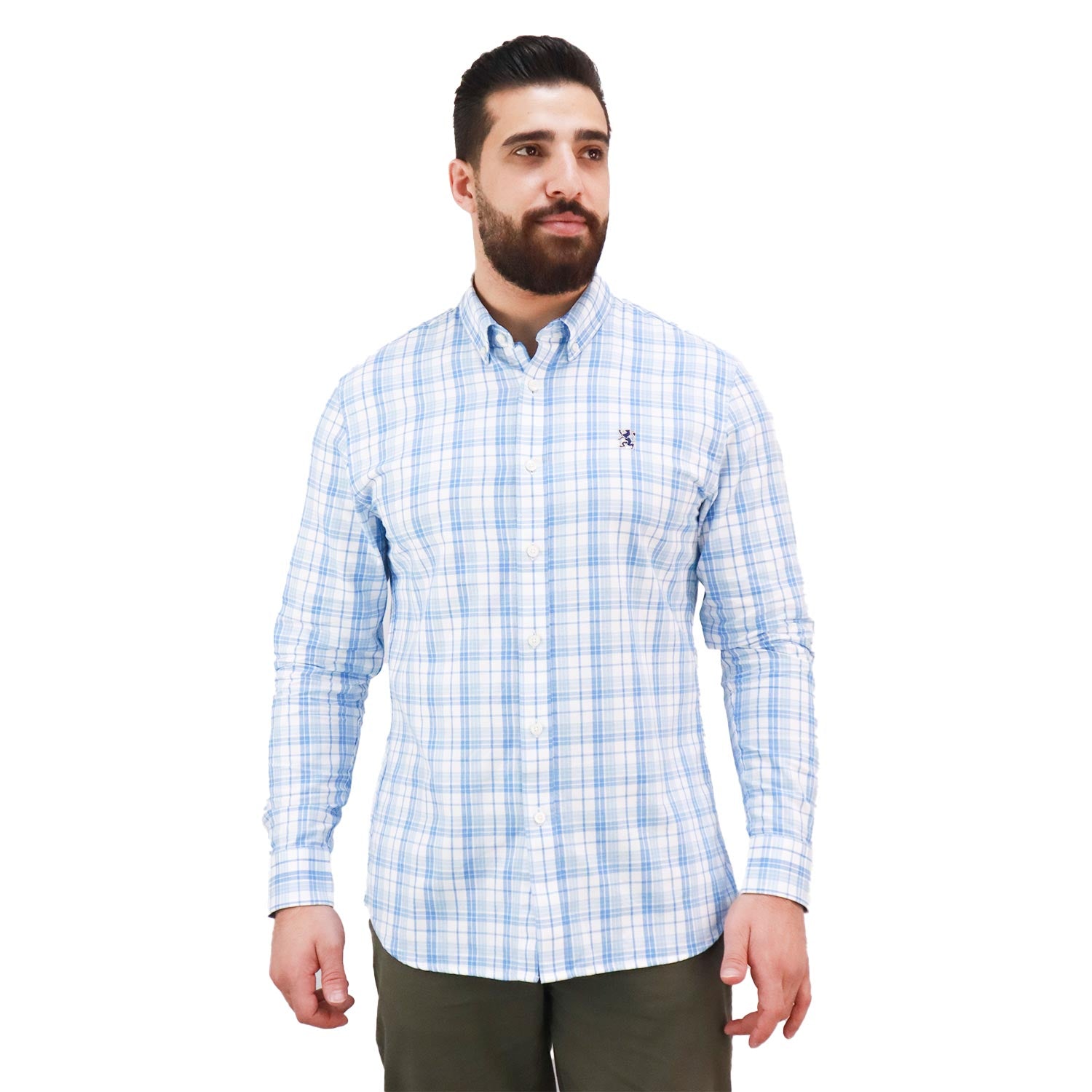 Men's Shirt With Small Lion Embroidery