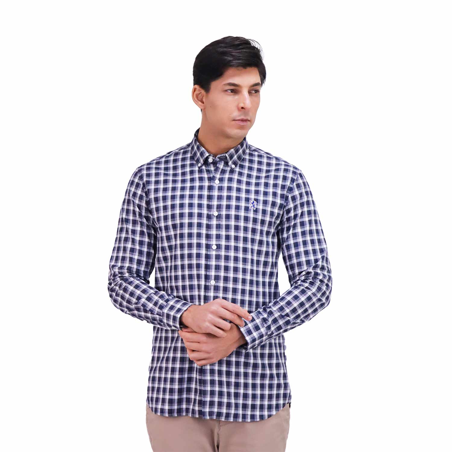 Giordano Men's Shirt With Small Lion Embroidery-Multicolor