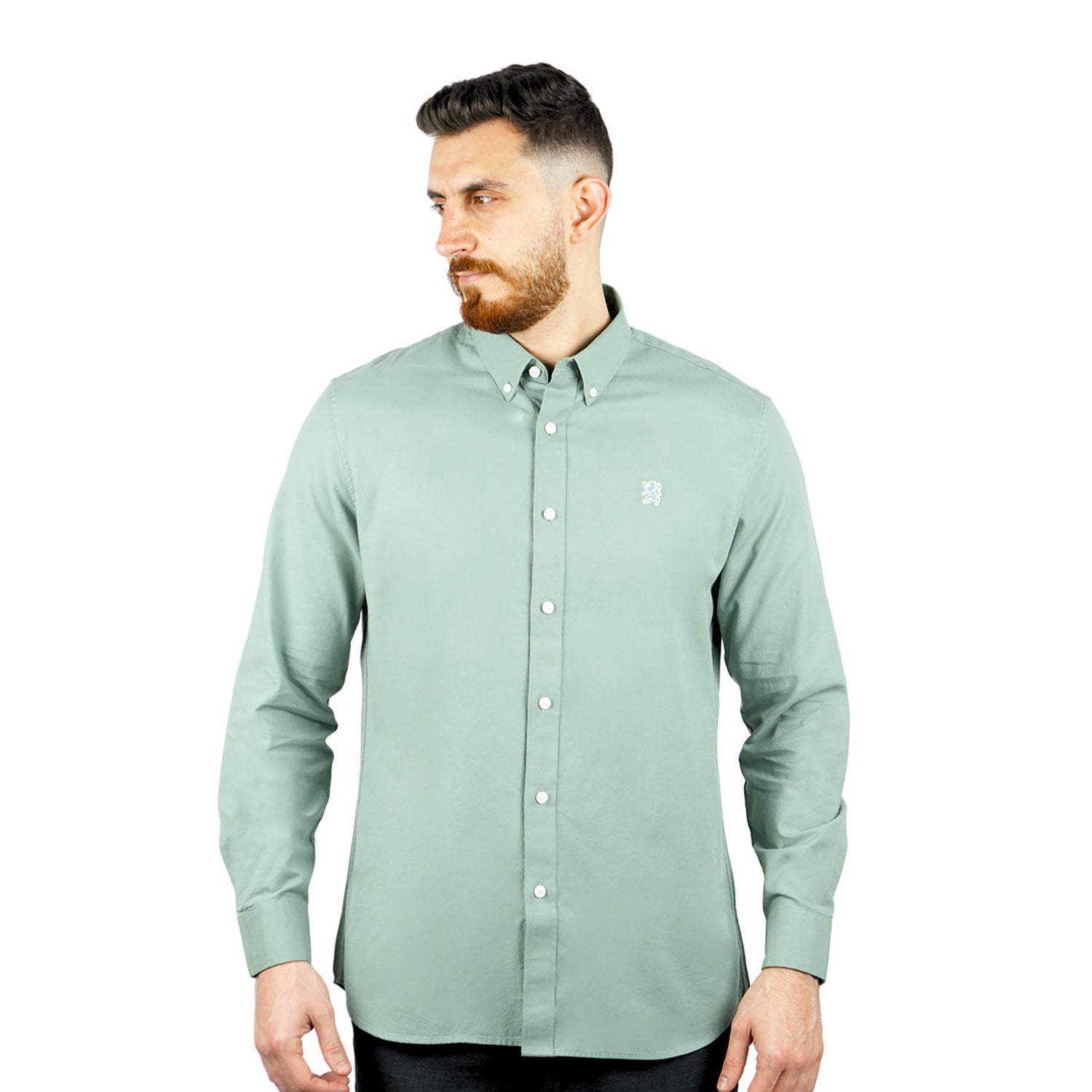 Giordano Men's Shirt With Small Lion Embroidery-Green