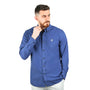 Giordano Men's Shirt With Small Lion Embroidery-Blue