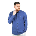 Giordano Men's Shirt With Small Lion Embroidery-Blue