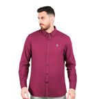 Giordano Men's Shirt With Small Lion Embroidery-Red