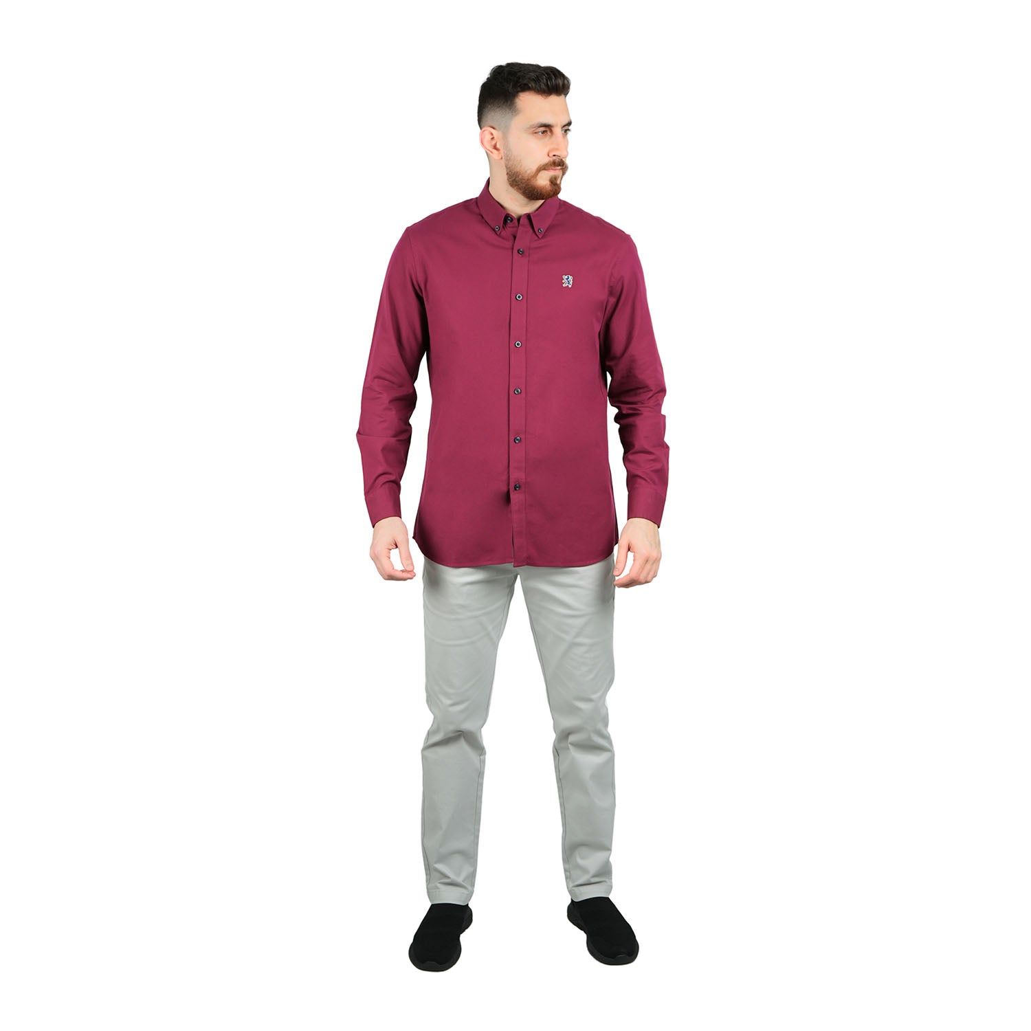 Men's Shirt With Small Lion Embroidery
