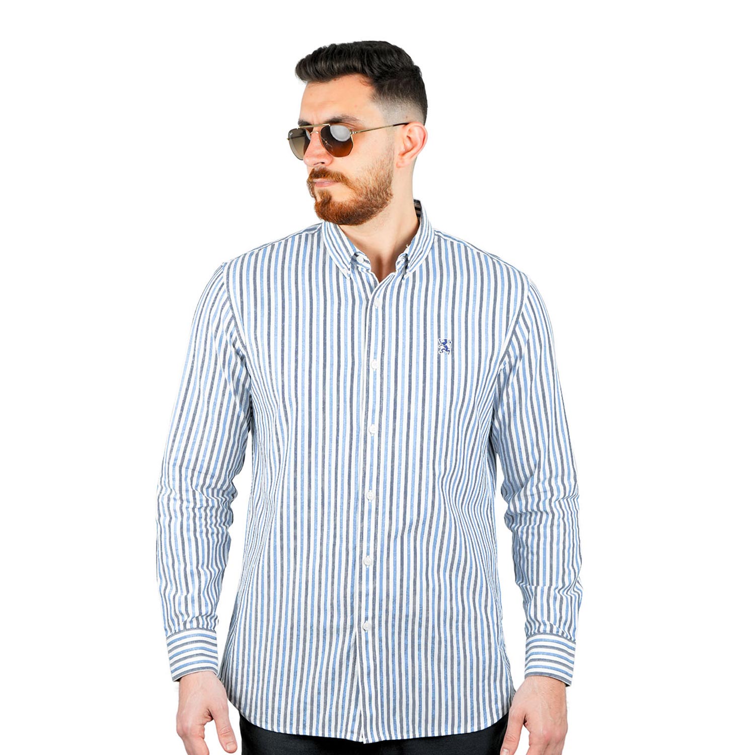 Giordano Men's Shirt With Small Lion Embroidery-Multicolor