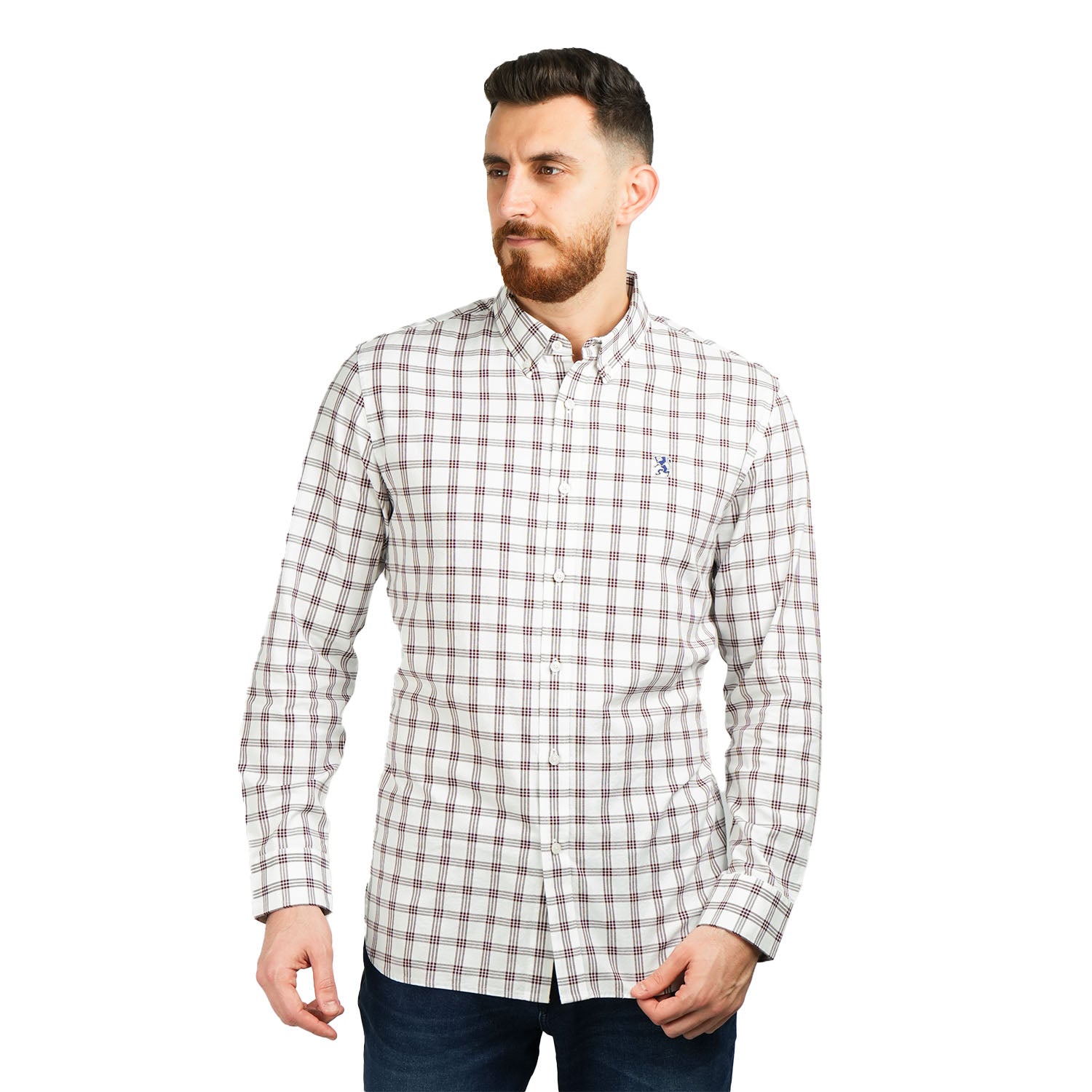 Giordano Men's Shirt With Small Lion Embroidery-Multicolor