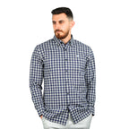 Giordano Men's Shirt with Small Lion Embroidery-Navy x Whi