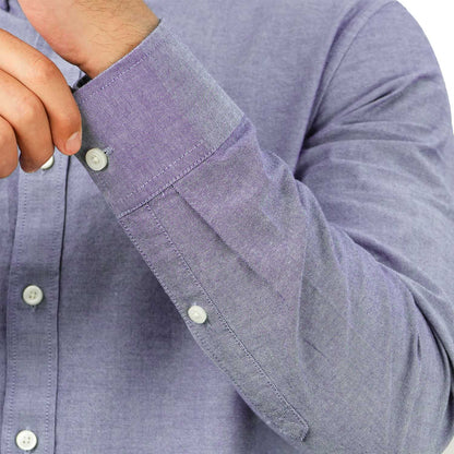 Men's Cotton Oxford Shirt - Small Lion Embroidery, Slim Fit, Full Button