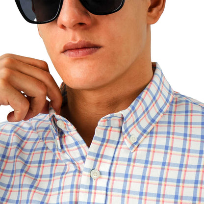 Men's Cotton Oxford Shirt - Small Lion Embroidery, Slim Fit, Full Button