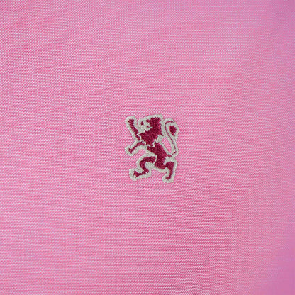 Men's Cotton Oxford Shirt - Small Lion Embroidery, Slim Fit, Full Button