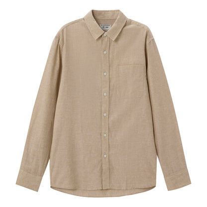 Giordano Men's Linen Cotton Poplin Shirt-Brown