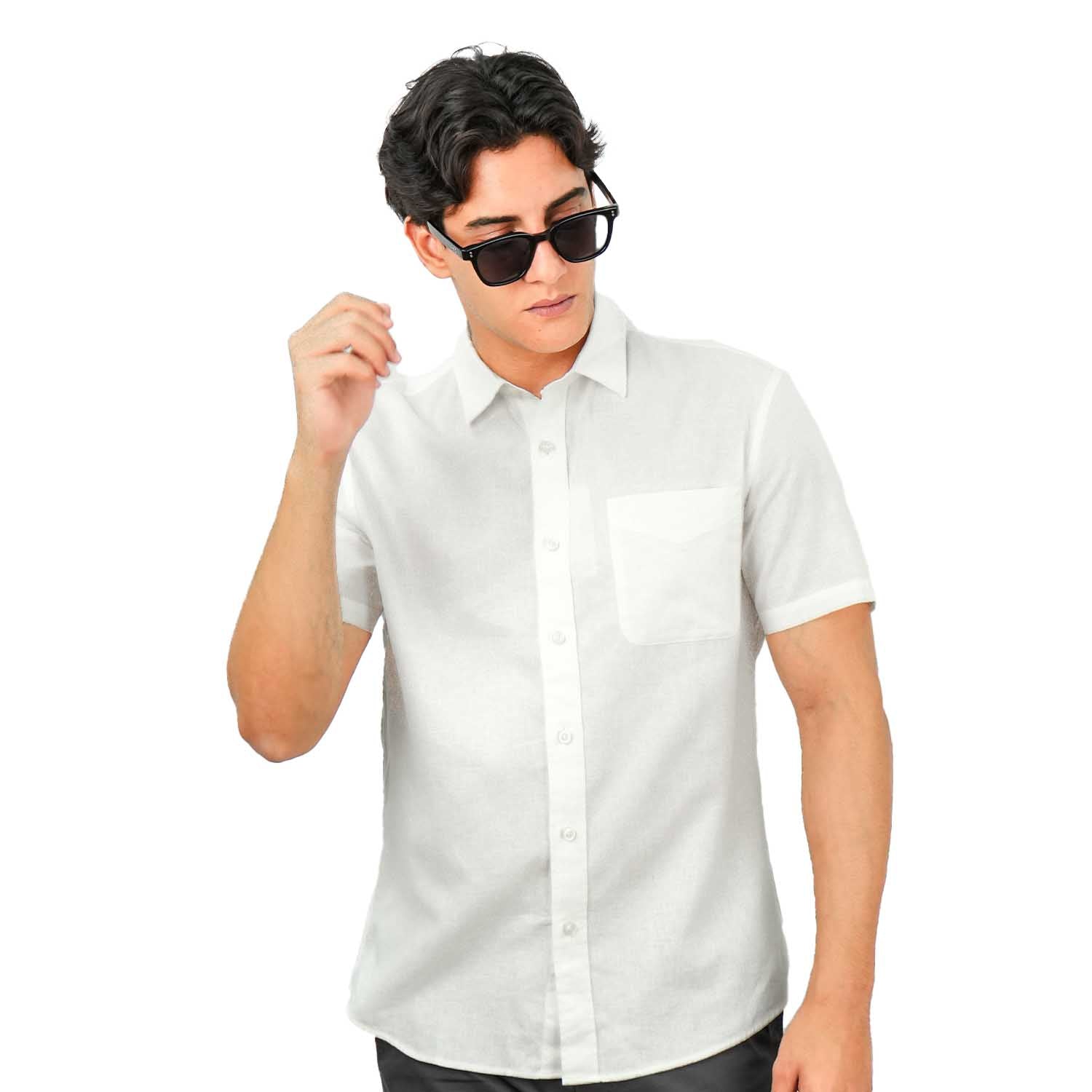 Men's Linen Cotton Poplin Short Sleeve Shirt