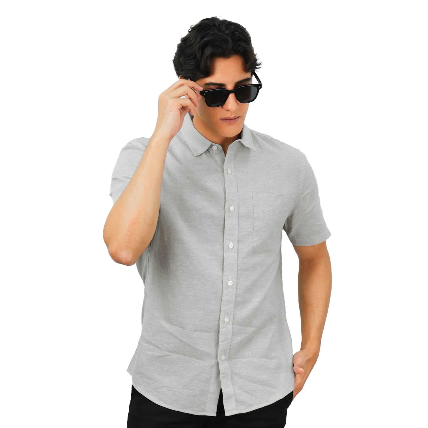 Men's Linen Cotton Poplin Short Sleeve Shirt
