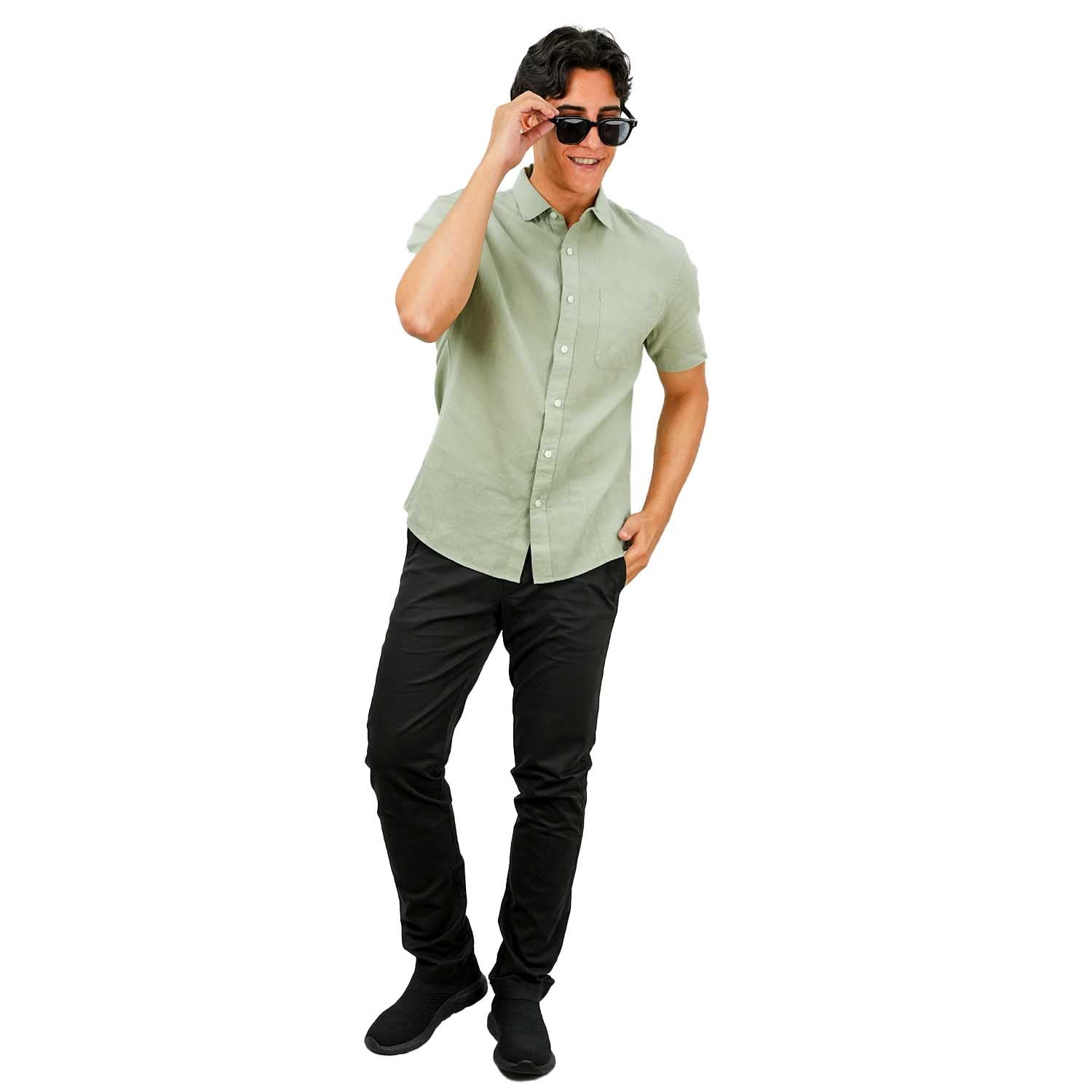 Men's Linen Cotton Poplin Short Sleeve Shirt