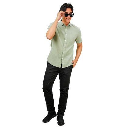 Men's Linen Cotton Poplin Short Sleeve Shirt