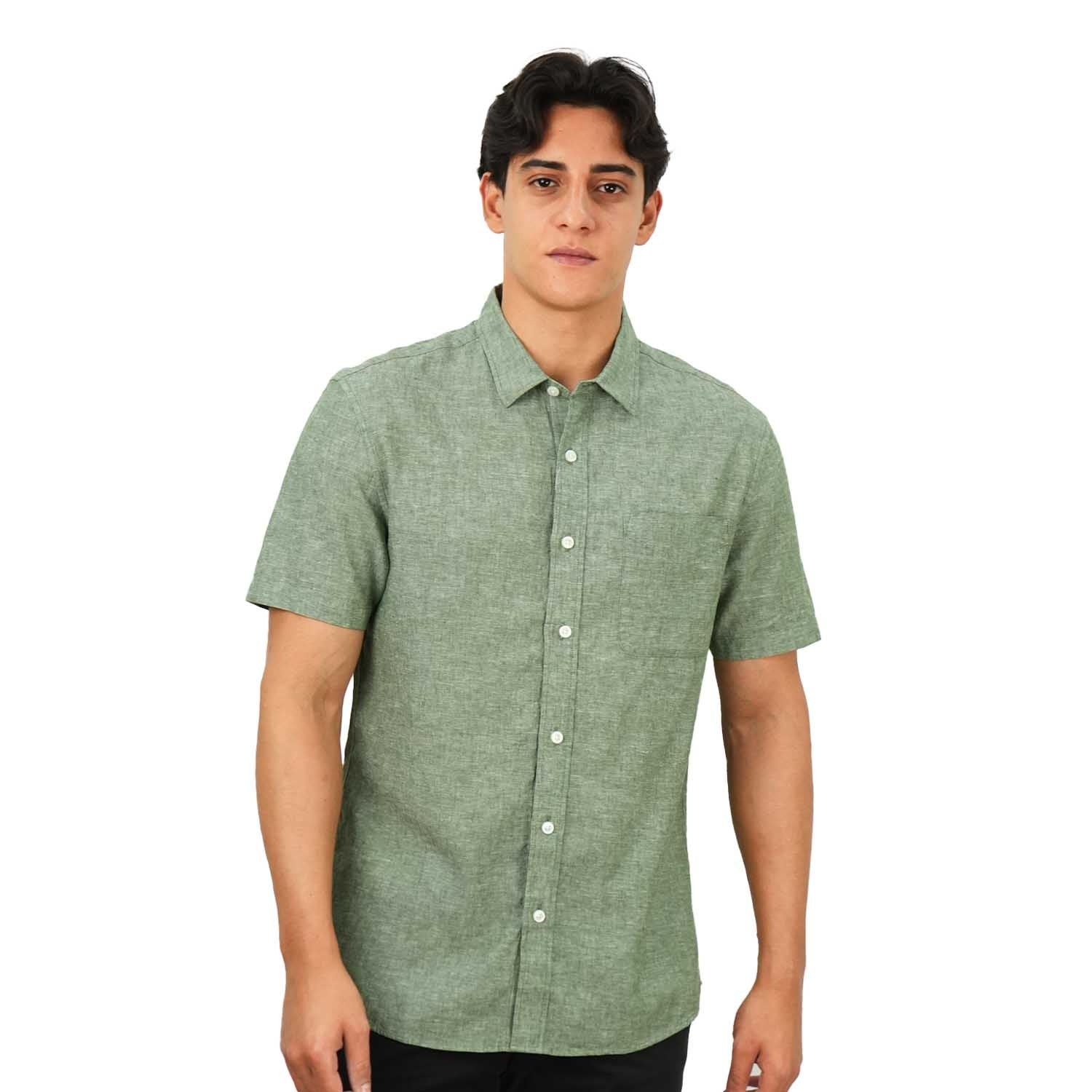 Men's Linen Cotton Poplin Short Sleeve Shirt
