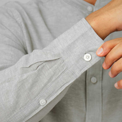 Men's Linen Poplin Blend Stand Collar Shirt