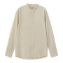 Giordano Men's Linen Poplin Blend Stand Collar Shirt-Beige