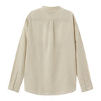 Men's Linen Poplin Blend Stand Collar Shirt