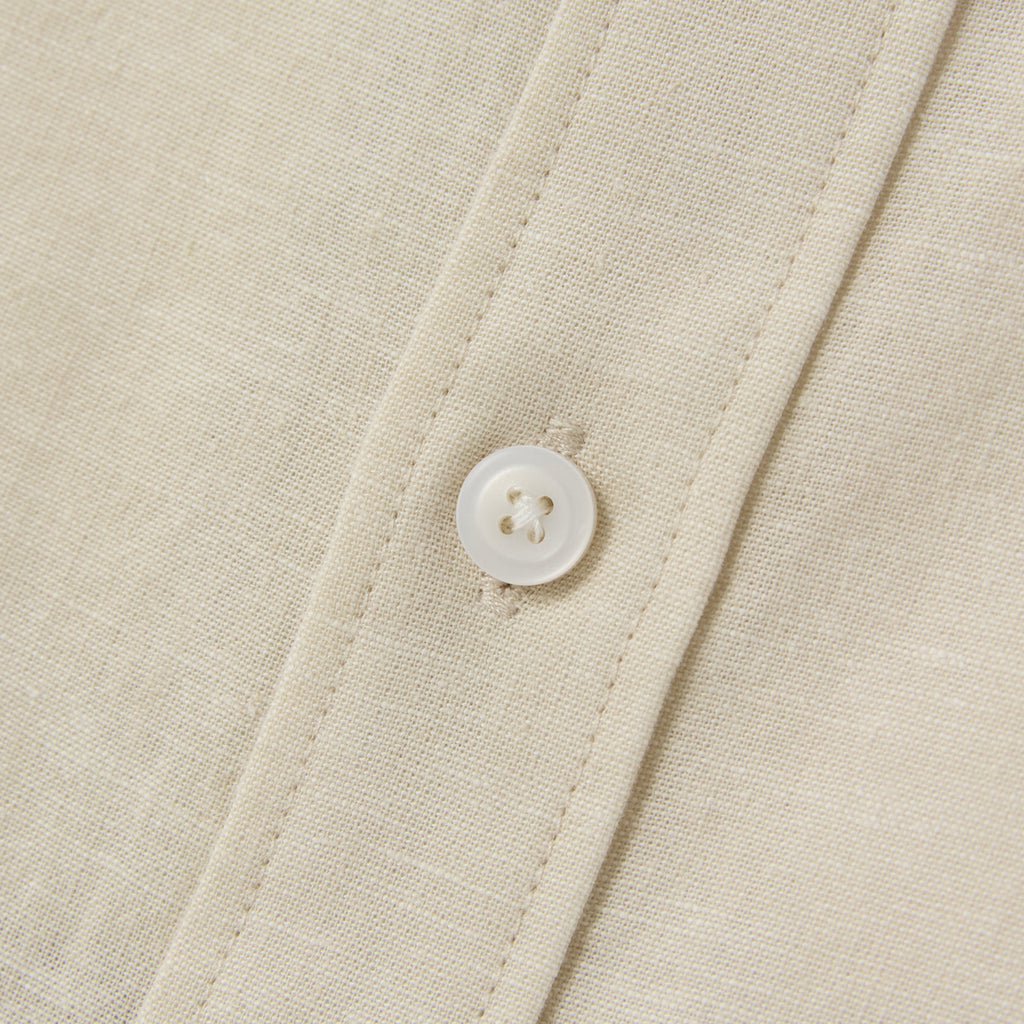 Men's Linen Poplin Blend Stand Collar Shirt