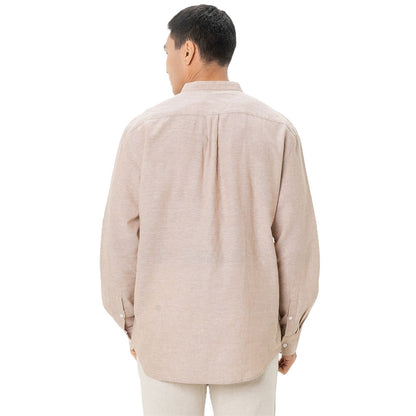 Men's Linen Cotton Poplin Shirt | Slim Fit, Band Collar
