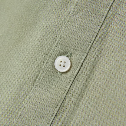 Men's Linen Cotton Poplin Shirt | Slim Fit, Band Collar