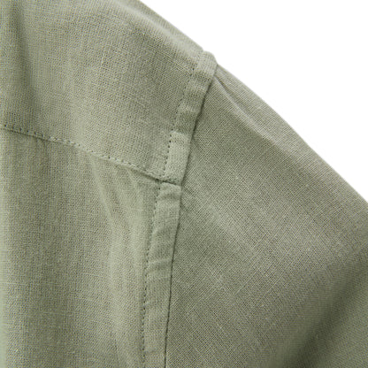Men's Linen Cotton Poplin Shirt | Slim Fit, Band Collar