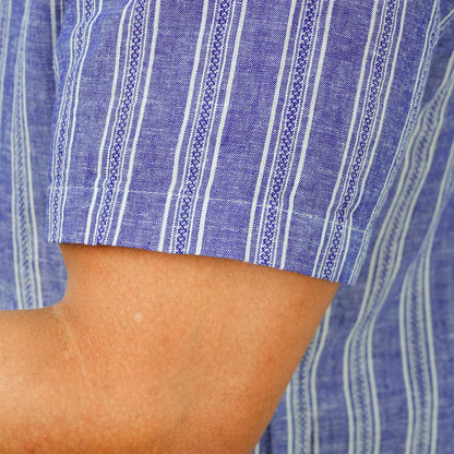 Men's Linen Cotton Poplin Band Collar Shirt | Slim Fit Summer Style