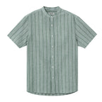 Giordano Men's Linen Cotton Poplin Band Collar Shirt | Slim Fit Summer Style-Multicolor