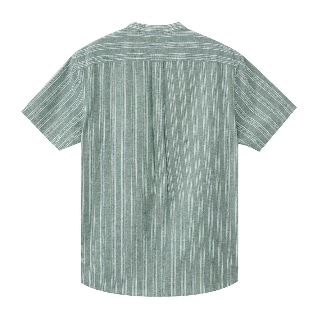 Men's Linen Cotton Poplin Band Collar Shirt | Slim Fit Summer Style