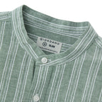 Men's Linen Cotton Poplin Band Collar Shirt | Slim Fit Summer Style