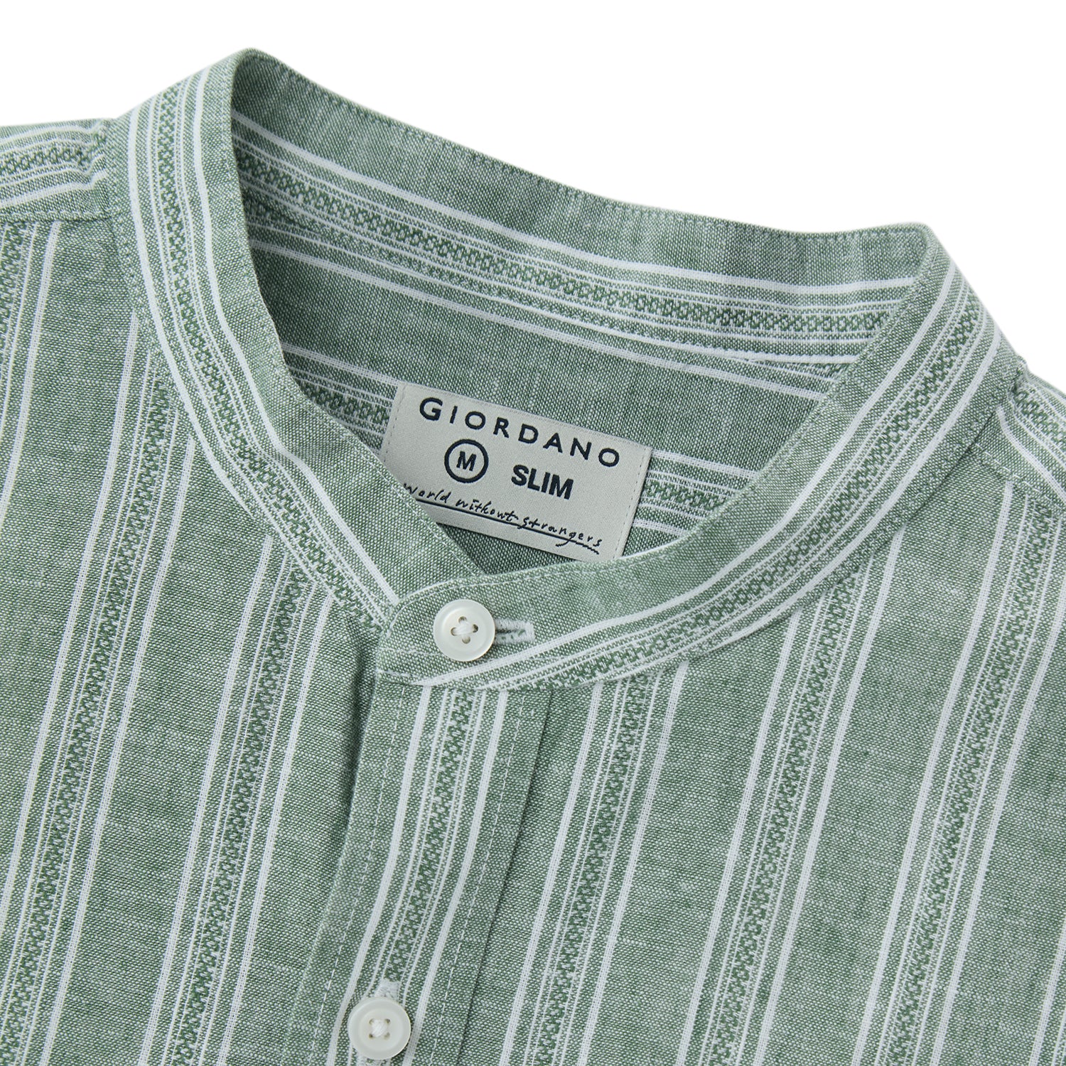 Men's Linen Cotton Poplin Band Collar Shirt | Slim Fit Summer Style