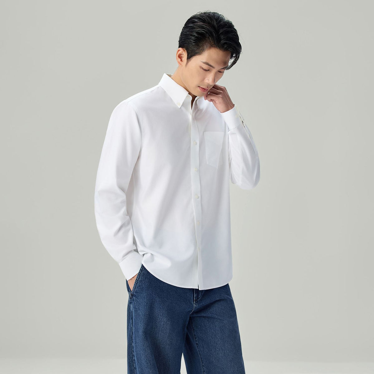 Men Wrinkle Free Cotton Oxford Shirt
