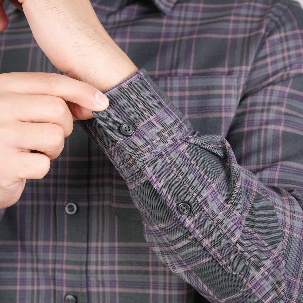Men Slim Plaid Long Sleeve Button Shirt