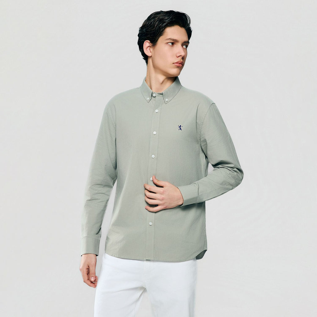 Men’s Cotton Slim Oxford Shirt with Embroidery
