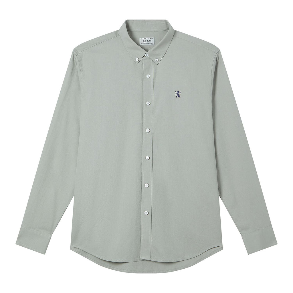 Men’s Cotton Slim Oxford Shirt with Embroidery