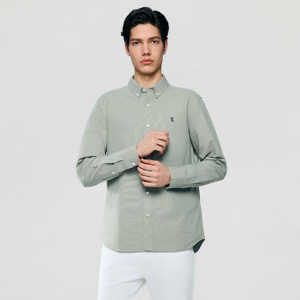 Men’s Cotton Slim Oxford Shirt with Embroidery