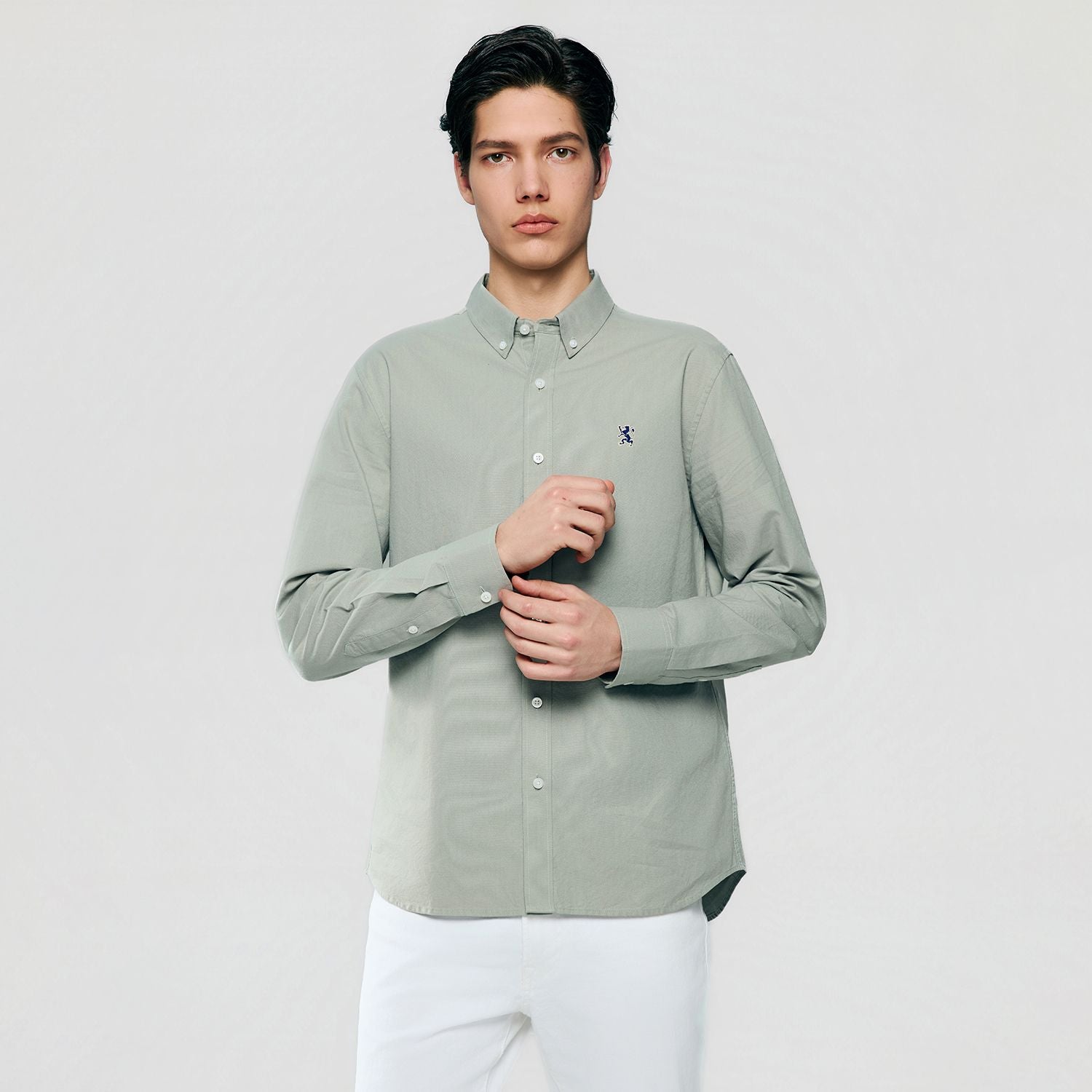 Men’s Cotton Slim Oxford Shirt with Embroidery