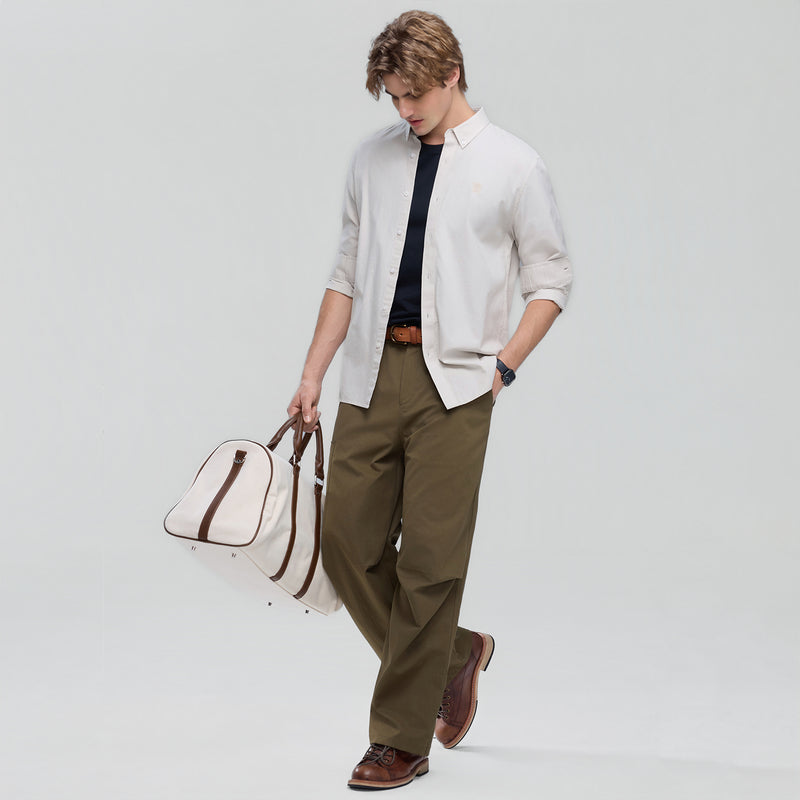 Men’s Cotton Slim Oxford Shirt with Embroidery