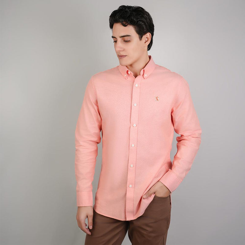 Men’s Cotton Slim Oxford Shirt with Embroidery