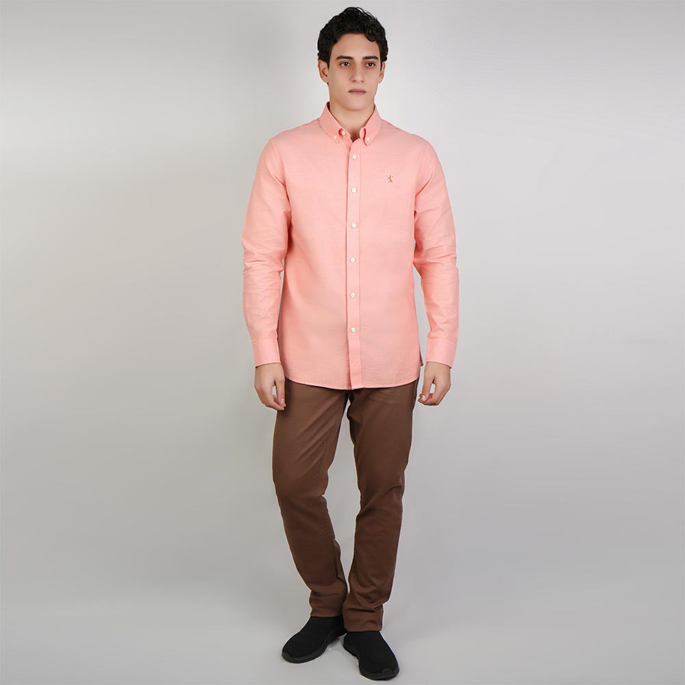 Men’s Cotton Slim Oxford Shirt with Embroidery