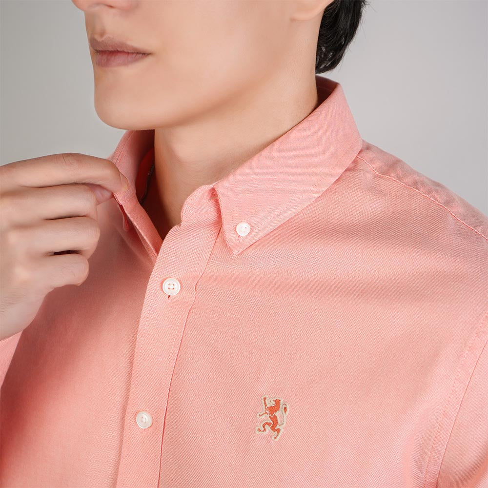 Men’s Cotton Slim Oxford Shirt with Embroidery
