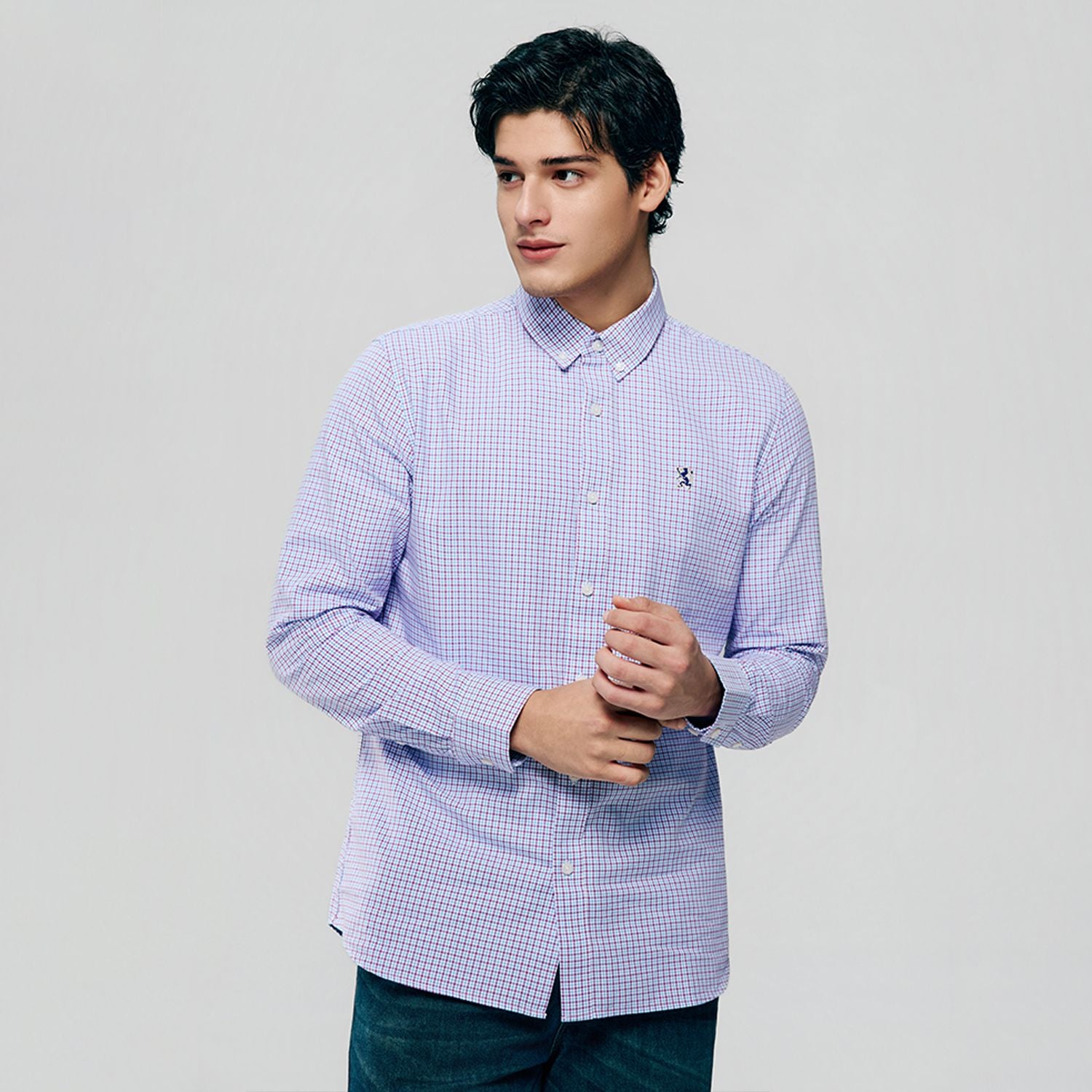 Men’s Cotton Slim Oxford Shirt with Embroidery