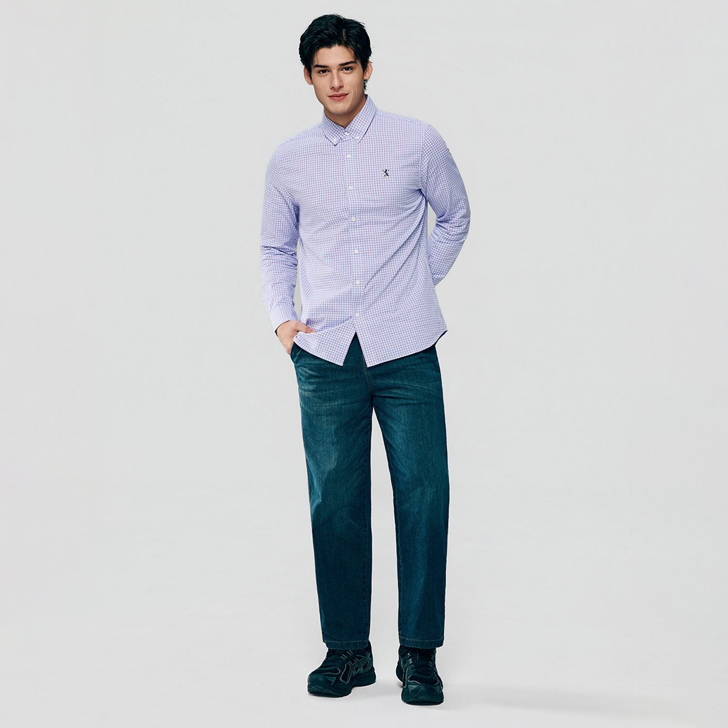 Men’s Cotton Slim Oxford Shirt with Embroidery