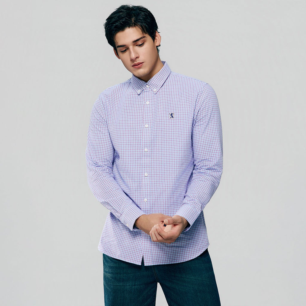 Men’s Cotton Slim Oxford Shirt with Embroidery