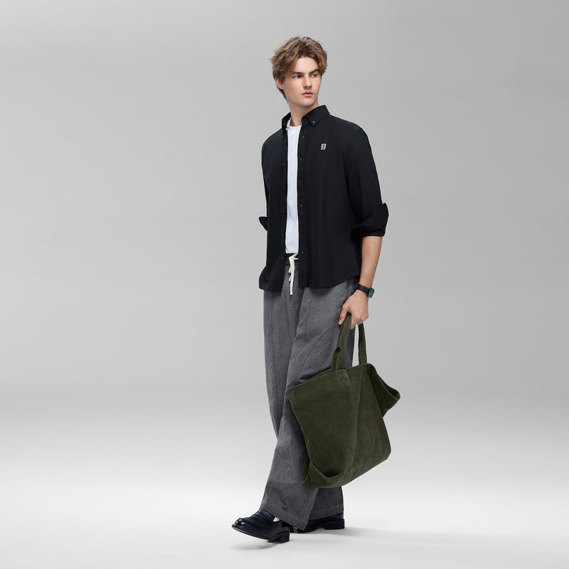 Men’s Cotton Slim Oxford Shirt with Embroidery